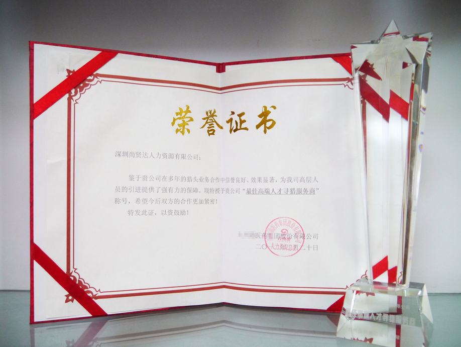 尚賢達獵頭被最佳高端人才尋獵服務(wù)商